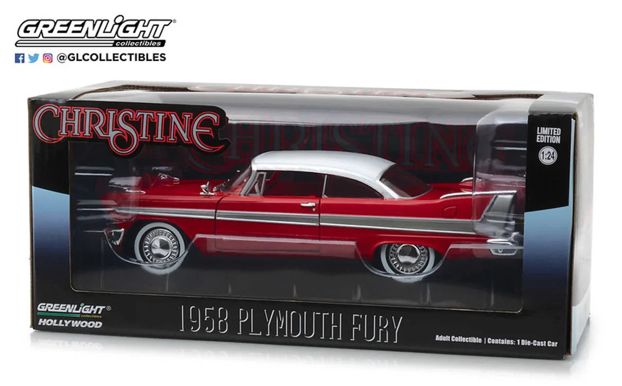 ミニカー 1958年型プリマス・フューリー 映画クリスティーン 名車 完全再現 グリーンライト ブランド 精巧 模型 映画ファン カーマニア 心を掴む 赤白ツートンカラー フロントグリル クロームパーツ デザイン 丁寧 高品質 仕上げ インテリア