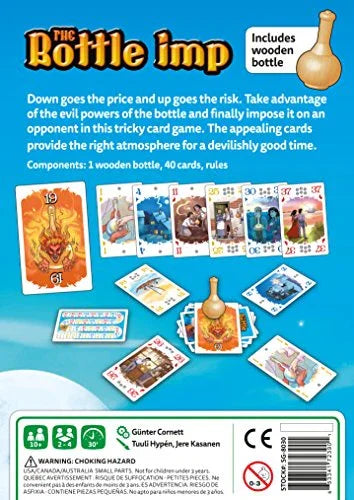 カードゲーム Bottle Imp ボトルインプ 強化版 Stronghold Games 独創的 トリックテイキング 低いカード切り札 木製ボトル付き 10歳以上 2-4人 約30分 ボトルの呪い短編小説原作 ポイント競争 戦略的駆け引き 魅力的 