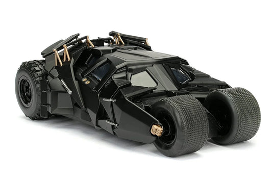 ミニカー バットモービル タンブラー 映画ダークナイト Jada Toys製 精巧1/24スケール マットブラック ダイキャスト製 約19cm コンパクトサイズ 重厚感あふれるディテール フィギュア付 バットマン世界観表現 コレクション向け 映画ファン