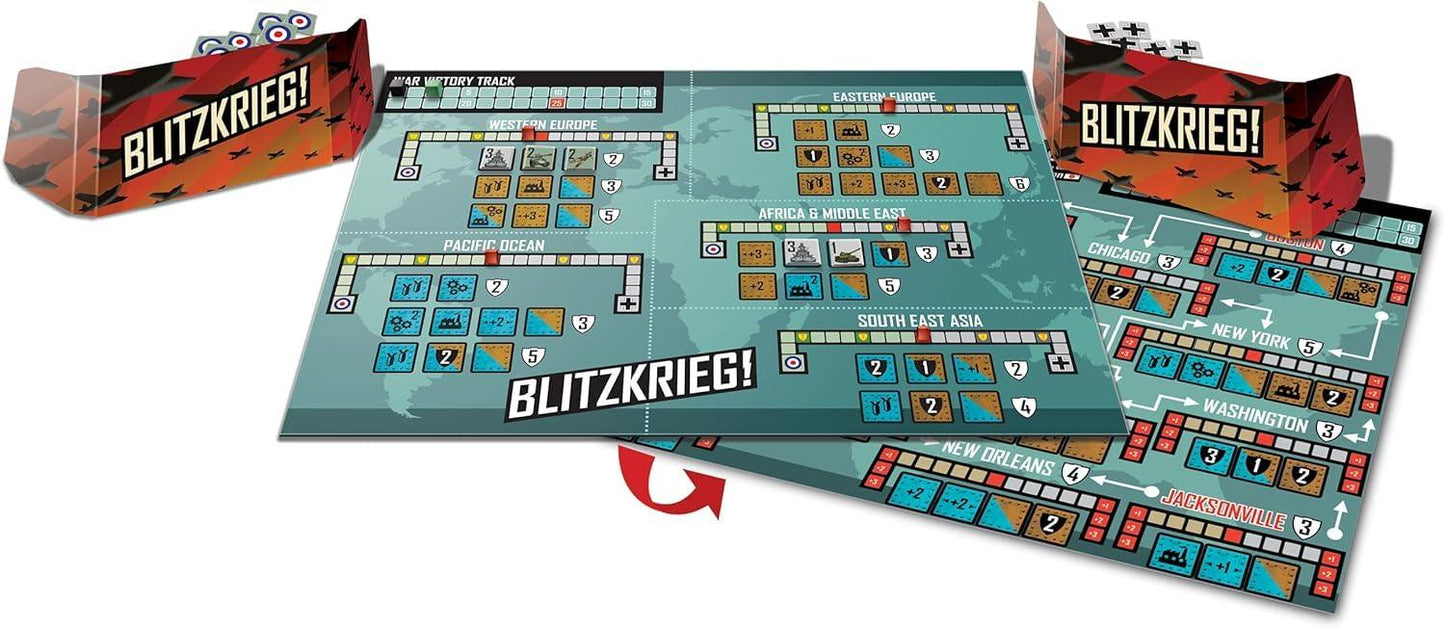 ボードゲーム Blitzkrieg! 第二次世界大戦を20分で体験する戦略ボードゲーム Paolo Mori設計 シンプルルール 軍隊トークンプール構築 手札管理 キルスティール対応 戦略的意思決定 高評価受賞 Dice Tower Seal of 