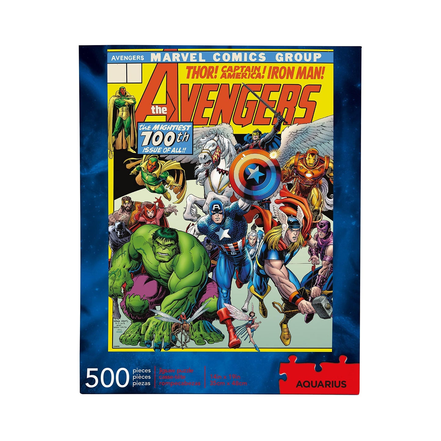 ジグソーパズル マーベル アベンジャーズ カバー 500ピース アーサー・アダムス 高品質設計 14×19インチ マーベル・シネマティック・ユニバース アクエリアス社 鮮やかな色彩 躍動感あふれるデザイン パズル愛好家 ファン必見 インテリアアイテム 家族団らん - Trade Center