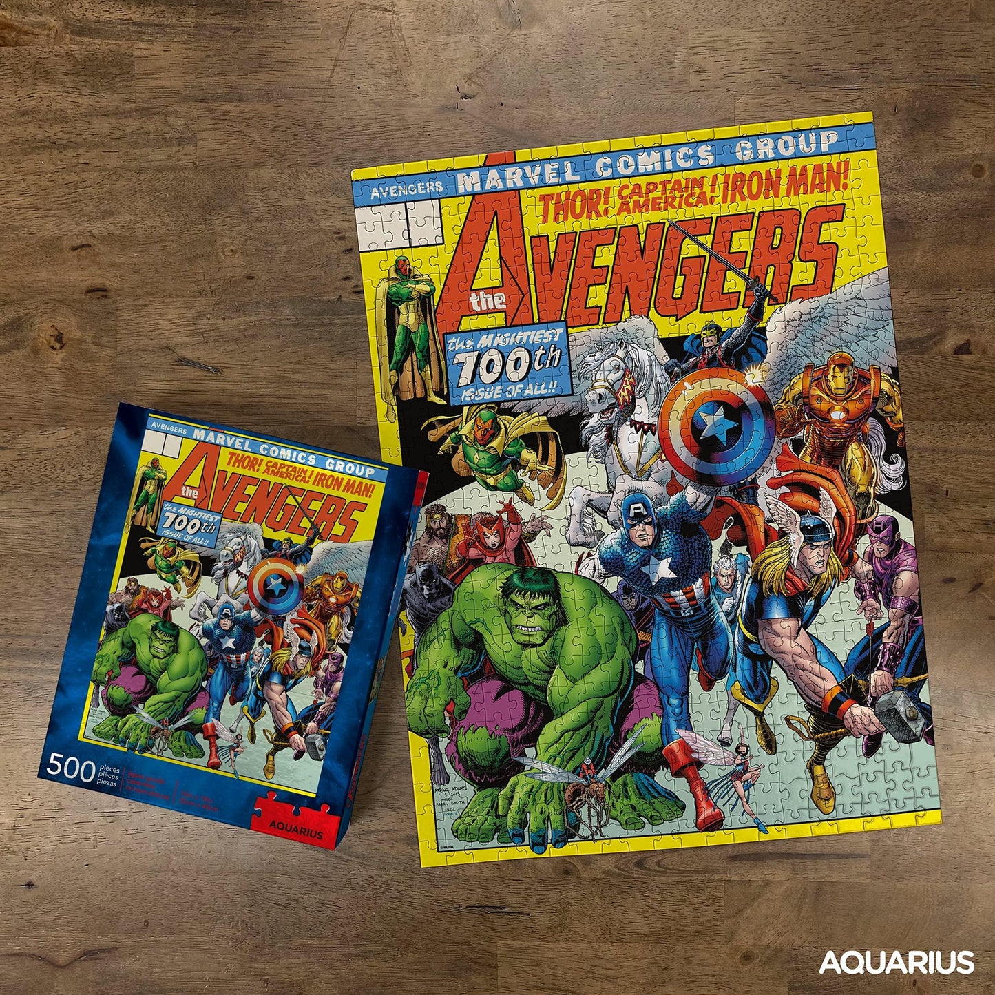 ジグソーパズル マーベル アベンジャーズ カバー 500ピース アーサー・アダムス 高品質設計 14×19インチ マーベル・シネマティック・ユニバース アクエリアス社 鮮やかな色彩 躍動感あふれるデザイン パズル愛好家 ファン必見 インテリアアイテム 家族団らん - Trade Center