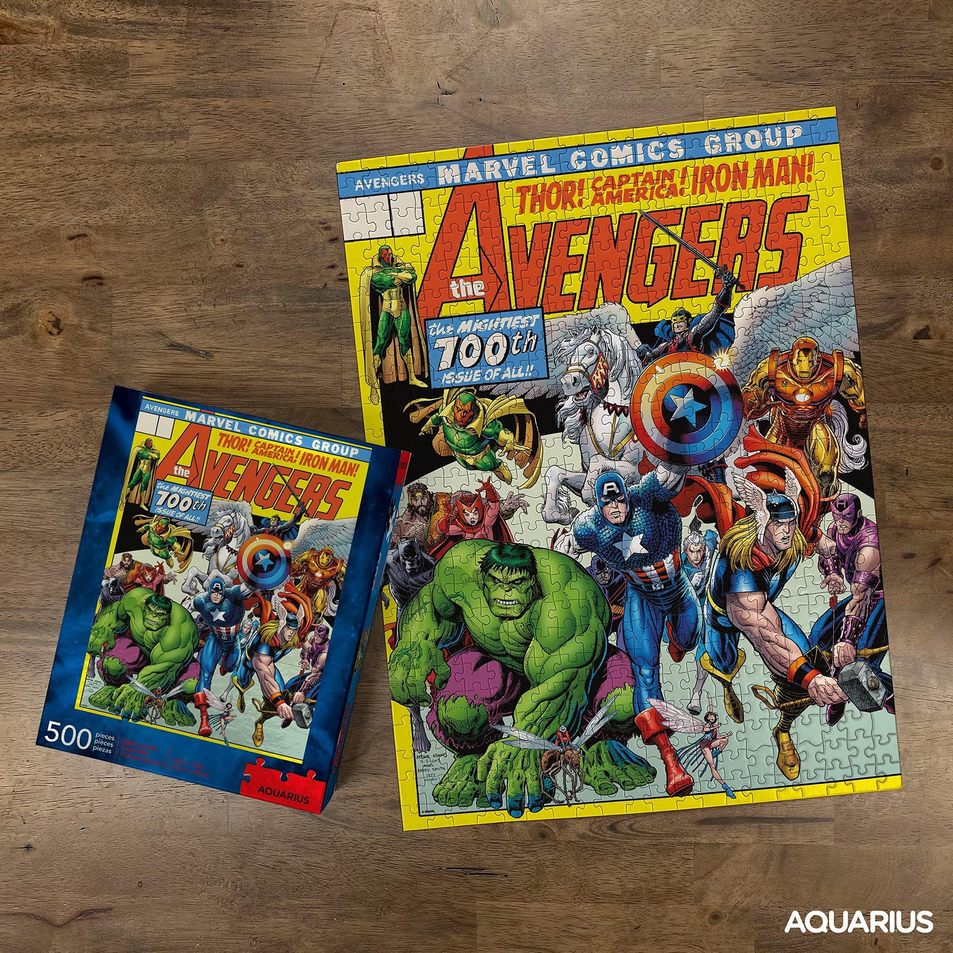 ジグソーパズル マーベル アベンジャーズ カバー 500ピース アーサー・アダムス 高品質設計 14×19インチ マーベル・シネマティック・ユニバース アクエリアス社 鮮やかな色彩 躍動感あふれるデザイン パズル愛好家 ファン必見 インテリアアイテム 家族団らん - Trade Center