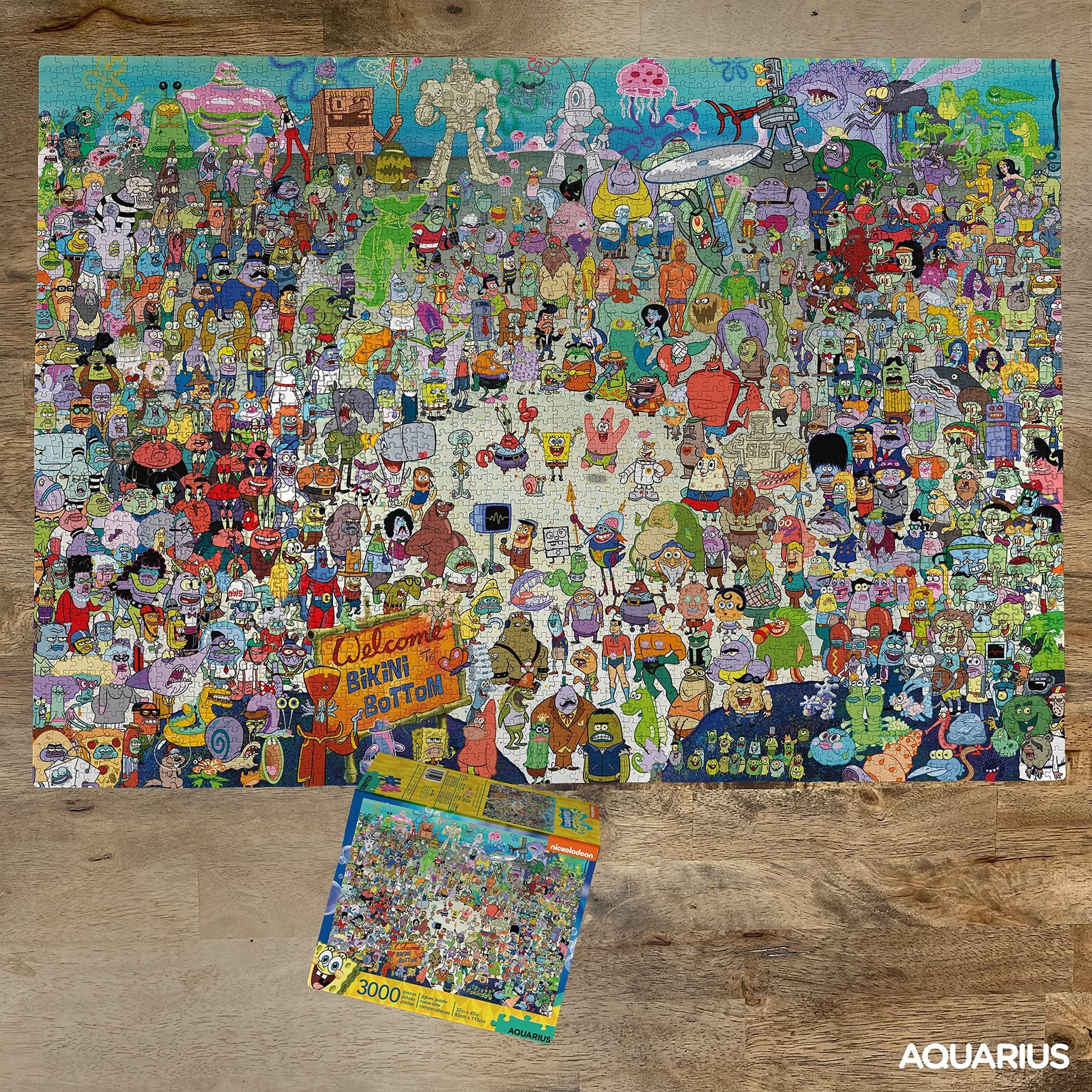 ジグソーパズル スポンジ・ボブ スクエアパンツ 3000ピース Aquarius Entertainment Merchandising 公式ライセンス 海底都市ビキニボトム再現 精密カット技術 大容量サイズ 45インチ×32インチ 高品質素材 特殊仕上げ ストレス軽減