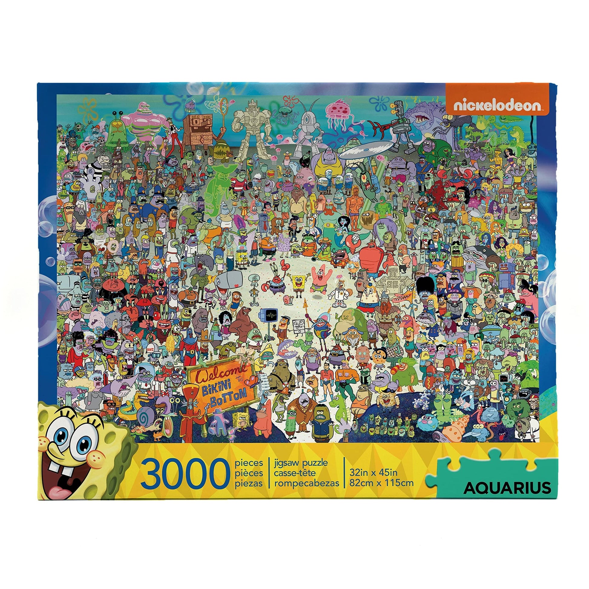 ジグソーパズル スポンジ・ボブ スクエアパンツ 3000ピース Aquarius Entertainment Merchandising 公式ライセンス 海底都市ビキニボトム再現 精密カット技術 大容量サイズ 45インチ×32インチ 高品質素材 特殊仕上げ ストレス軽減