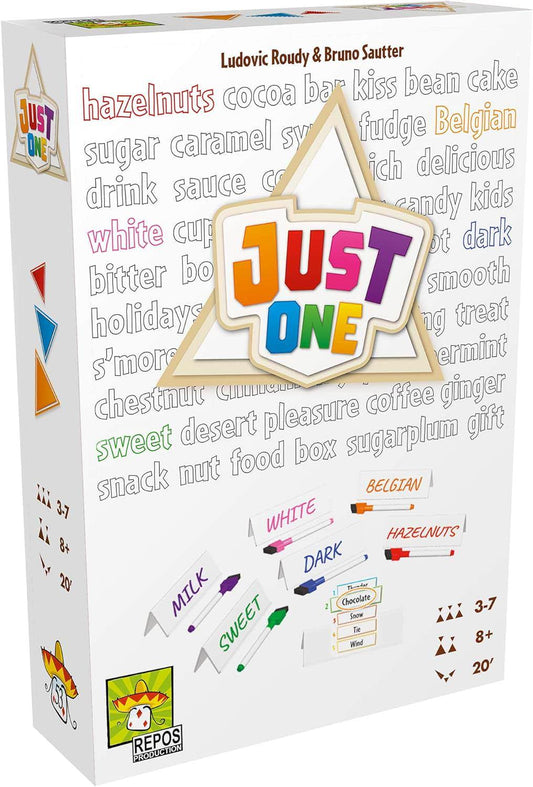 パーティーゲーム Just One Repos Production 協力型 3-7人対象 2019年ドイツ年間ゲーム大賞受賞 550単語収録 短時間20分完結 簡単ルール 子ども大人楽しめる ワード推測力連想力養成 単語ヒント消去ルール用意 