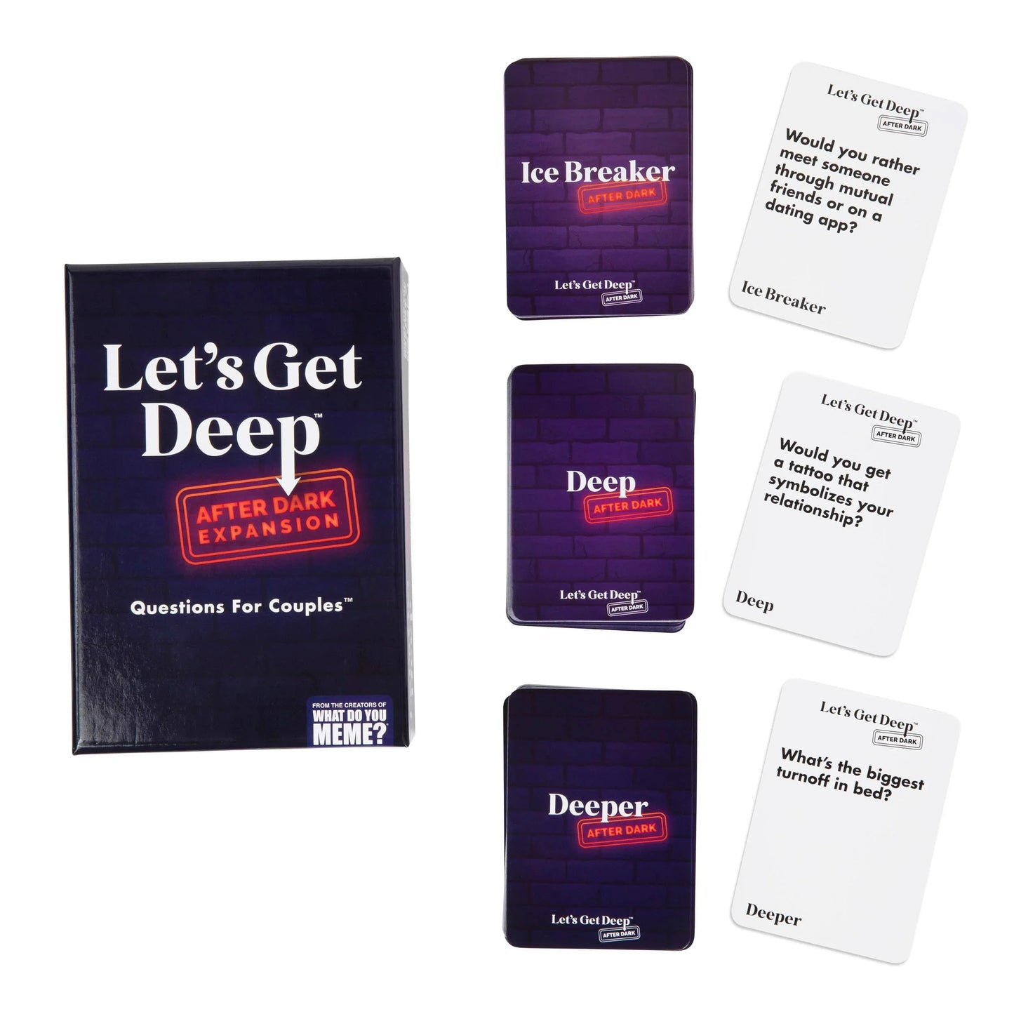 パーティゲーム Let's Get Deep After Dark 拡張パック メインゲーム連携 必要 17歳以上対象 150枚質問カード アイスブレーカー ディープ ディーパー レベル3 親密度向上 友人 カップル用 時間調整可能 大人向けゲーム 