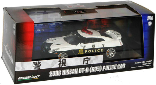 ミニカー ニッサン GT-R 2006年式 警察仕様 スポーツカー Mijo toys 1/43スケール 日本製 精巧再現 高性能車 ボディ白黒 配色 フロントグリル リアウイング POLICE文字 ルーフランプ インテリア細部拘り コレクション限定希少モデル