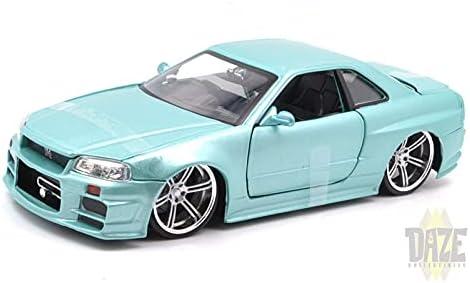 ミニカー Jada TOYS ワイルドスピード ブライアン ニッサン スカイラインGT-R BNR34 1 24スケール 映画モデル 精巧再現 高品質素材 コレクション向き 高性能エンジン搭載 人気スポーツカー 日本製 ブランドカー フィギュアカー スポーツカーコレクション
