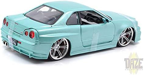 ミニカー Jada TOYS ワイルドスピード ブライアン ニッサン スカイラインGT-R BNR34 1 24スケール 映画モデル 精巧再現 高品質素材 コレクション向き 高性能エンジン搭載 人気スポーツカー 日本製 ブランドカー フィギュアカー スポーツカーコレクション