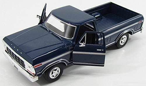 ミニカー 1979年式フォード F-150 1/24スケール ダイキャストアメリカンピックアップトラック カスタムモデル ワイドオーバーフェンダー 鮮やかブルーペイント 精密グリル ヘッドライト 大口径ホイール タイヤ ワイルドスタイリング
