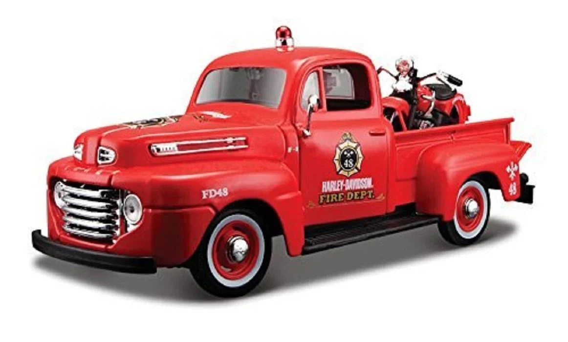 ミニカー 1948年 Ford F-1 ピックアップトラック 1936年 ハーレーダビッドソン EL Knucklehead コラボレーションモデル ダイキャスト 1/24スケール 精巧な再現 細部までこだわり抜いた仕上がり クラシックな雰囲気溢れる コレクター向け