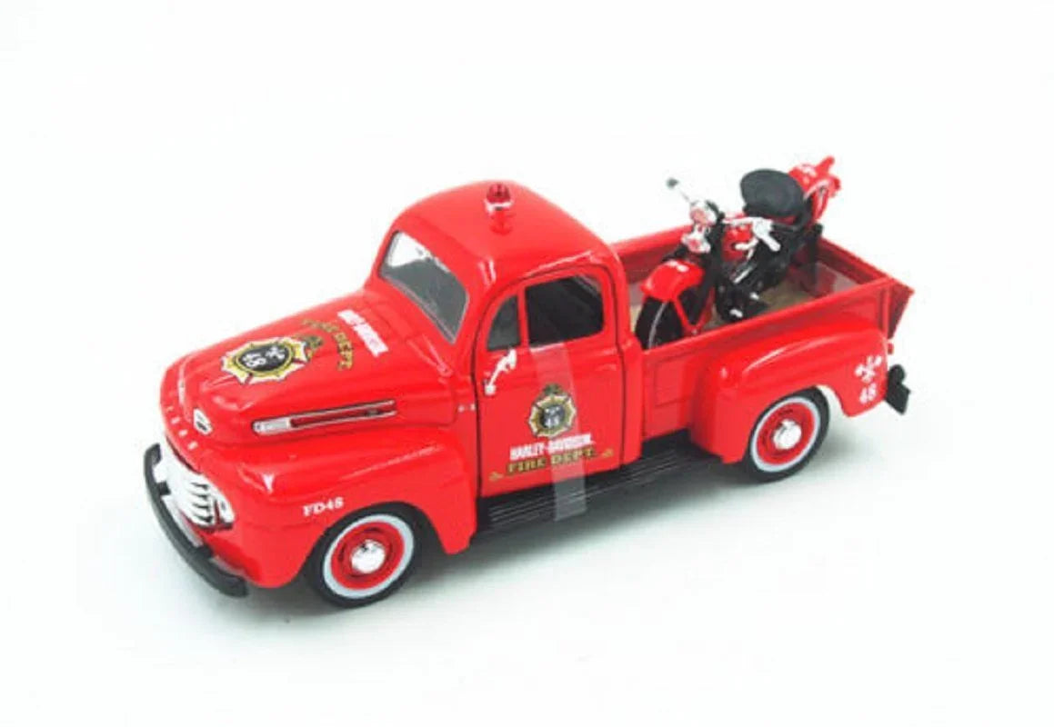 ミニカー 1948年 Ford F-1 ピックアップトラック 1936年 ハーレーダビッドソン EL Knucklehead コラボレーションモデル ダイキャスト 1/24スケール 精巧な再現 細部までこだわり抜いた仕上がり クラシックな雰囲気溢れる コレクター向け