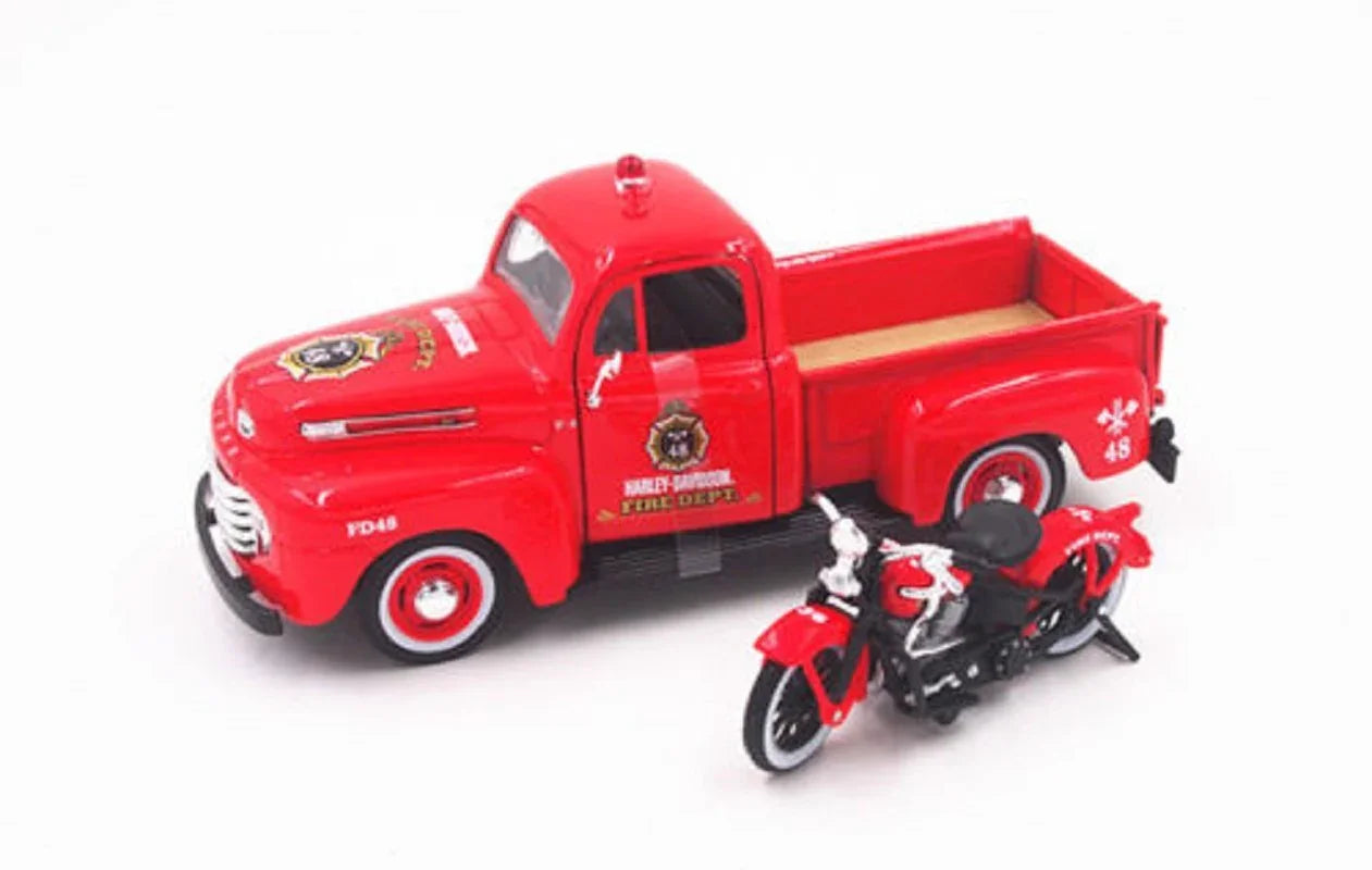ミニカー 1948年 Ford F-1 ピックアップトラック 1936年 ハーレーダビッドソン EL Knucklehead コラボレーションモデル ダイキャスト 1/24スケール 精巧な再現 細部までこだわり抜いた仕上がり クラシックな雰囲気溢れる コレクター向け