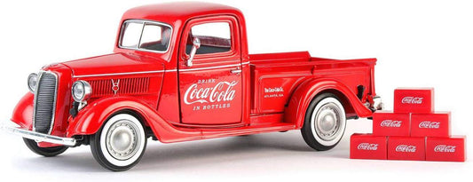 ミニカー コレクション COCA COLA フォード ピックアップ 1937 1/24 ダイキャスト デリバリートラック モデルカー クラシックカー ビンテージ コレクターズアイテム レトロ 完全再現 精密模型 木製ケース付 カート付き - Trade Center