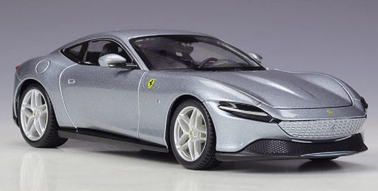 ミニカー Bburago フェラーリ ローマ 1/24 ダイキャストモデル フェラーリ 最新GTモデル グレー ボディカラー 流麗なライン 精密ディテール 美麗グリル本格塗装 高完成度ダイキャスト製 インテリア再現 2＋2シーター グランドツアラー