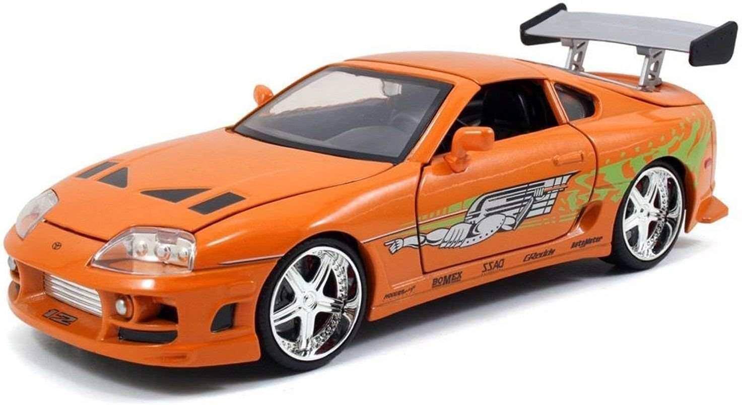 ミニカー トヨタ スープラ ワイルドスピード ブライアン オレンジ 1995年型 1 24スケール JADA TOYS 映画公式ライセンスモデル 精巧な再現と迫力のある車体ディテール 映画感動ハンドメイド仕様 ムービーコレクション 限定仕様 イベント