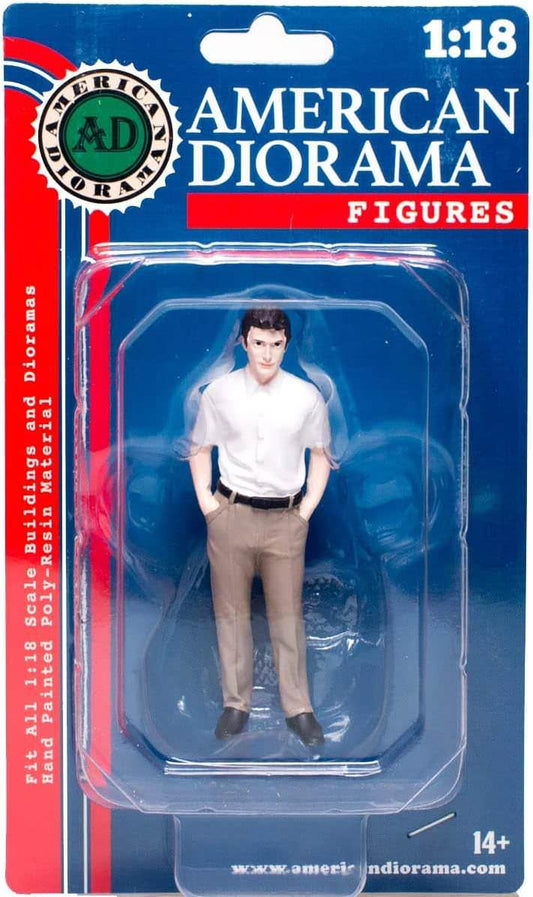 ミニチュアフィギュア American Diorama The Dealership Customer I 1/18スケール 自動車ディーラーショップ ダイキャストモデルカーコレクション 精巧造形 彩色済み 高品質 個包装 臨場感ある立ち姿 表情細部再現 ショールーム