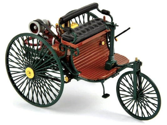 ミニカー ベンツパテント モトールヴァーゲン 1886年モデル ノレブ製 精巧な造形美 木製ボディ スポーク車輪 ハンドルレバー 再現 世界初の自動車 コレクター向け 高品質仕上げ 手のひらサイズ 存在感抜群 インテリア映え 自動車史 自動推進カー