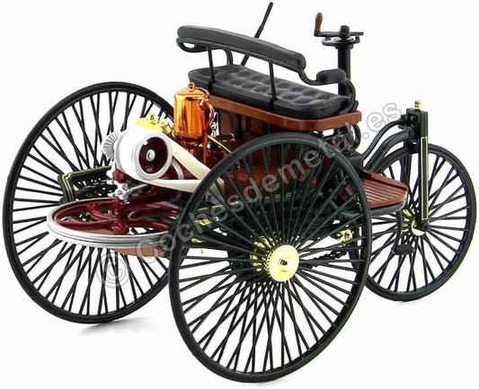 ミニカー ベンツパテント モトールヴァーゲン 1886年モデル ノレブ製 精巧な造形美 木製ボディ スポーク車輪 ハンドルレバー 再現 世界初の自動車 コレクター向け 高品質仕上げ 手のひらサイズ 存在感抜群 インテリア映え 自動車史 自動推進カー