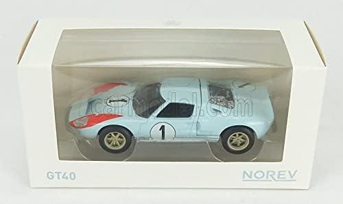 ミニカー フォード GT40 ガルフ ルマン24時間 1968 1/43 NOREV ノレブ 鮮やかなブルー オレンジカラーリング 緻密なボディライン エアロパーツ再現 ディスプレイケース付き モータースポーツファン向け クラシックカーコレクション向け