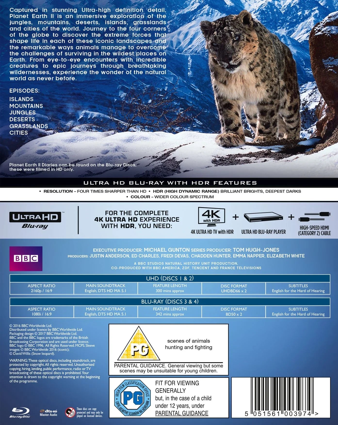 ブルーレイディスク プラネットアース2 4K Ultra HD Blu-ray BBC 自然ドキュメンタリー 最高画質 圧倒的映像美 HDR技術 2160p 高解像度 DTS-HD MA 5.1サラウンド サウンドスケープ ナレーション 動物生態 6エピソード