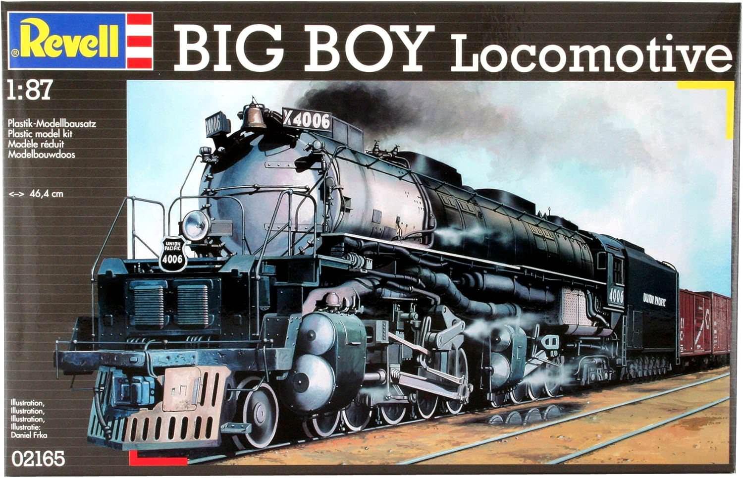 鉄道模型 Revell 1/87 Big Boy Locomotive Revell社 精密再現 HOスケール 87パーツ 全長46.4cm 4-8-8-4車輪配置 迫力の蒸気機関車組立キット 黒塗装 ガンメタリックボイラー 銀色連結棒 ユニオンパシフィック仕様デカール付