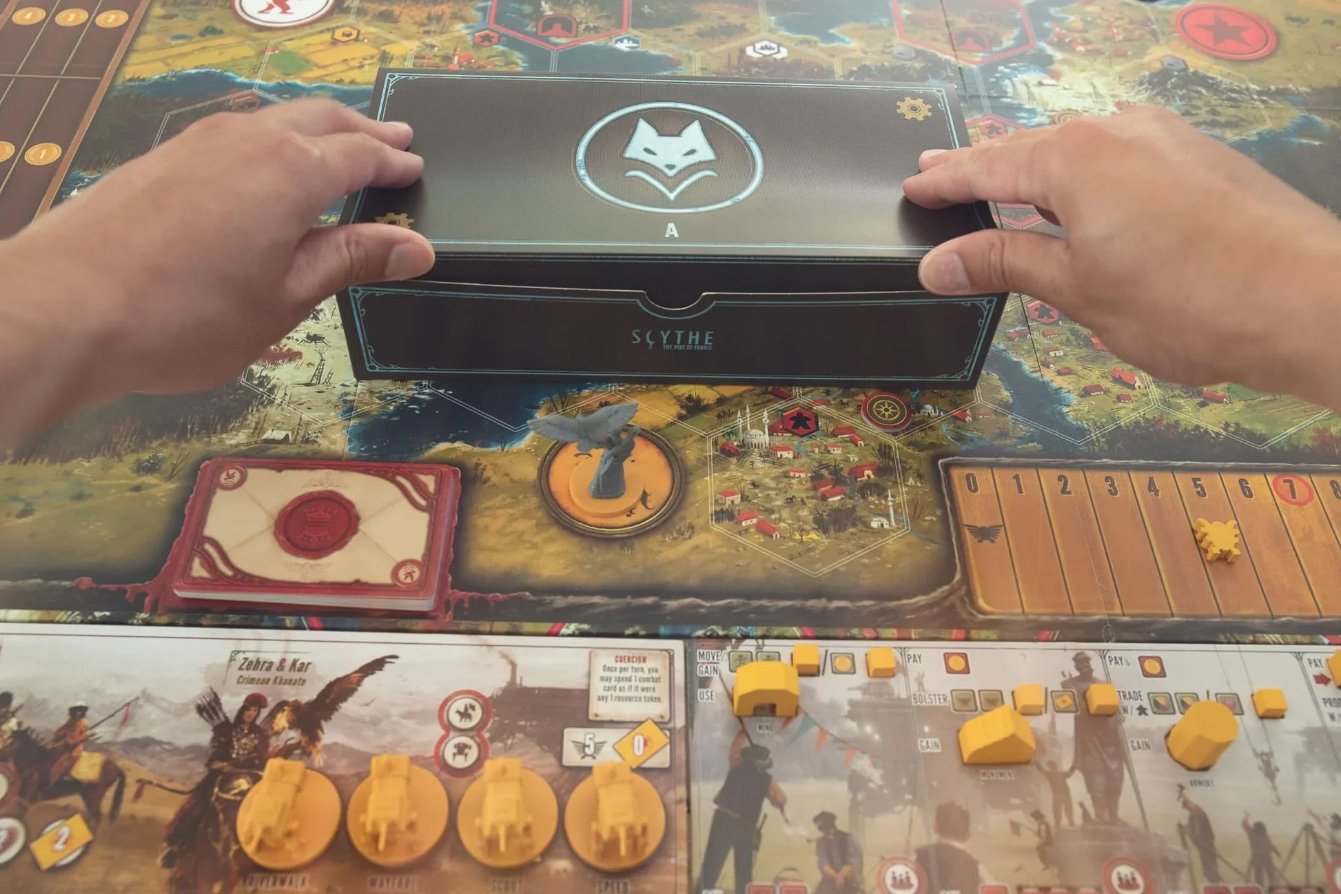 ボードゲーム Scythe The Rise of Fenris 拡張セット Scythe 高評価キャンペーン戦略ゲーム協力モジュール式システム多彩なコンポーネント13精巧ミニチュア62木製トークン豊富資源管理領土拡大持続遊戯 
