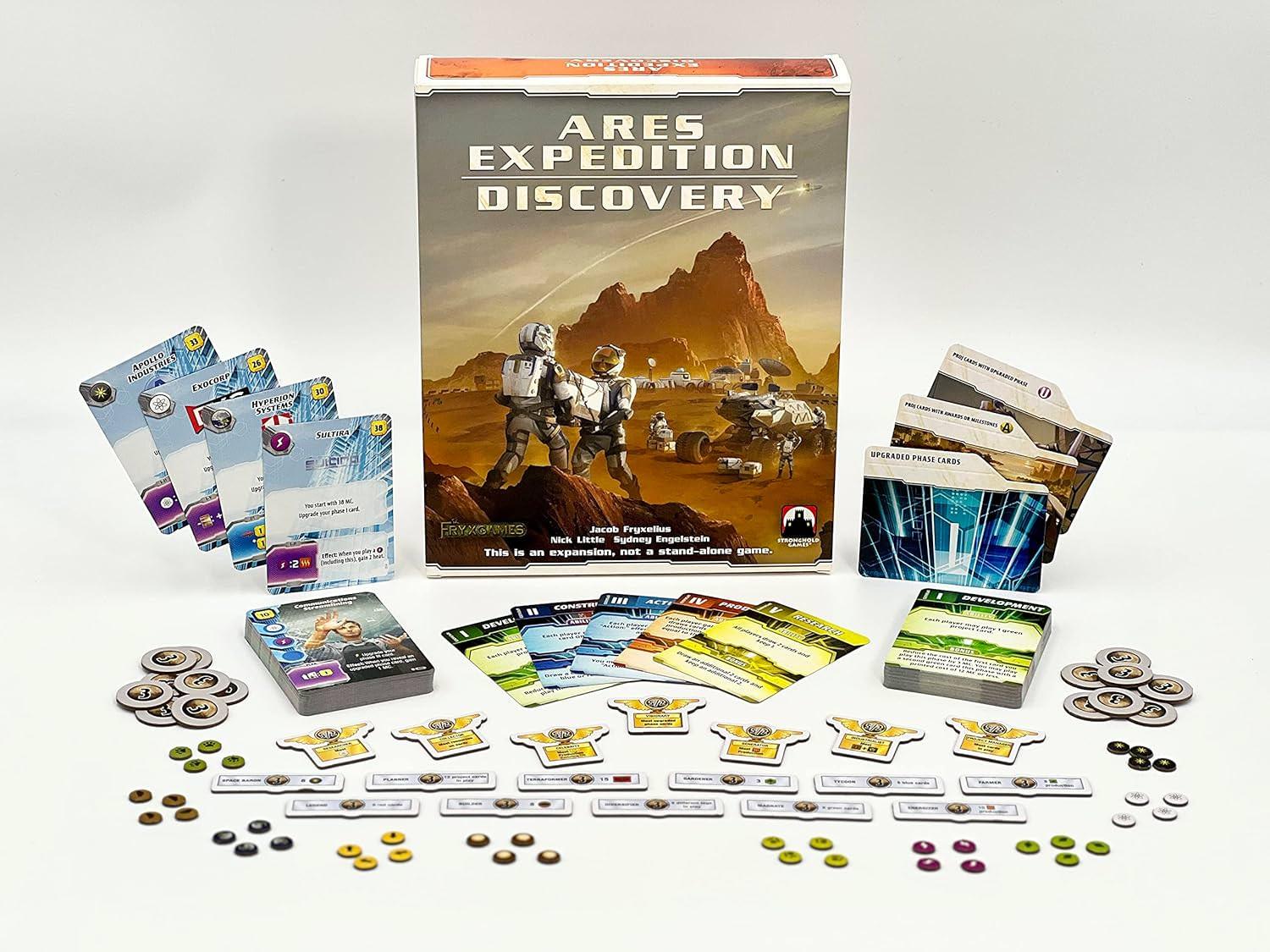 カードゲーム テラフォーミング・マーズ アレス・エクスペディション ディスカバリー拡張セット フェイズカードアップグレード ワイルドタグ 競争的戦略性 多彩なプレイ体験 火星開拓資源管理 多人数対応 60分プレイ時間 英語版 日本語説明書なし