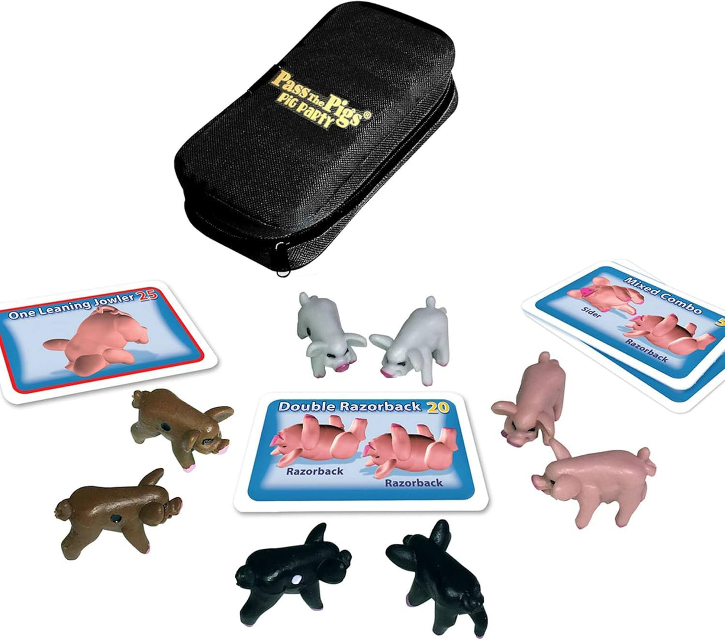 ボードゲーム Pass The Pigs Pig Party ion 人気拡張版 ブランド 8匹のカラフルな豚コマ付き 最大4人同時プレイ可能 持ち運び便利なジッパーケース付属 ポイントカード採用