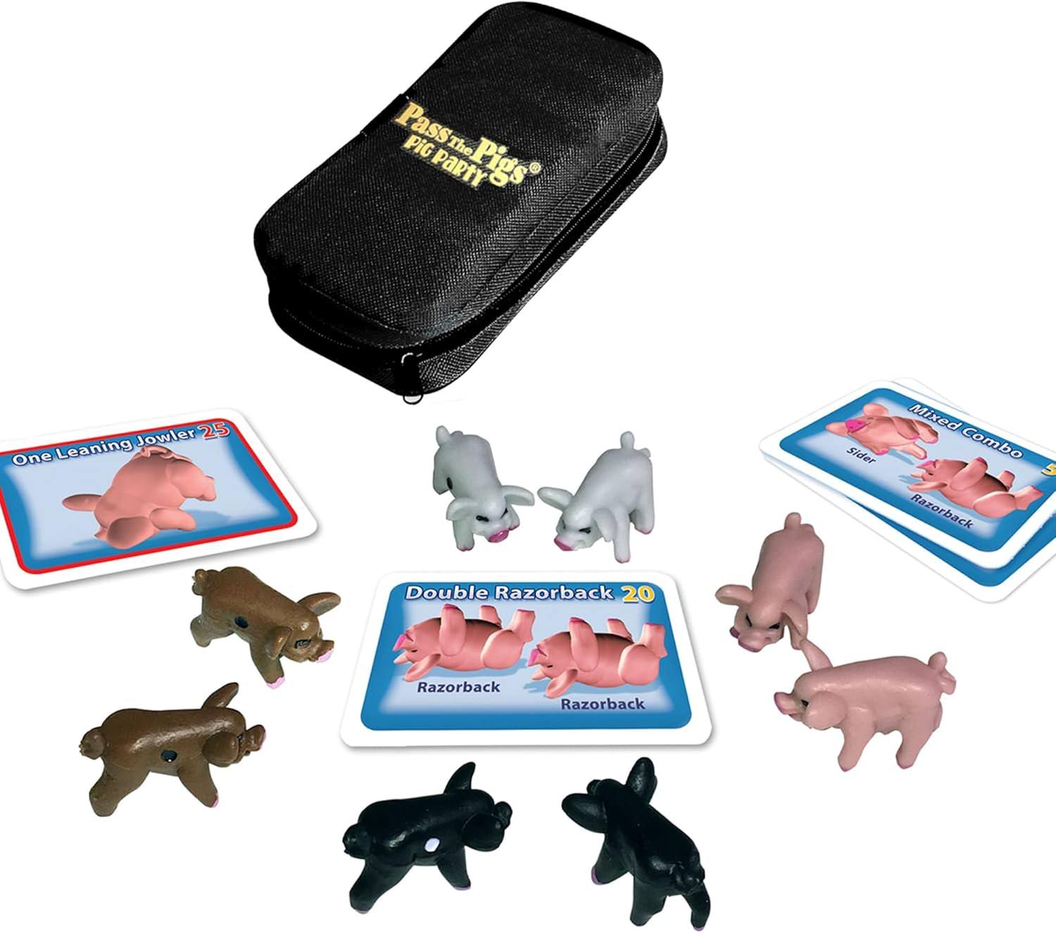 ボードゲーム Pass The Pigs Pig Party ion 人気拡張版 ブランド 8匹のカラフルな豚コマ付き 最大4人同時プレイ可能 持ち運び便利なジッパーケース付属 ポイントカード採用