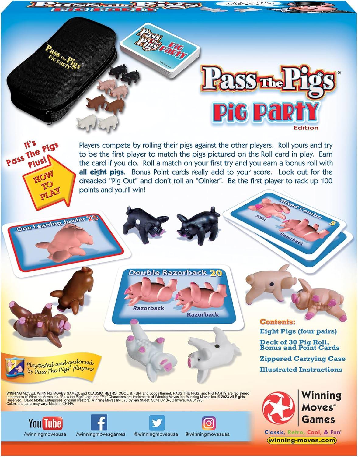 ボードゲーム Pass The Pigs Pig Party ion 人気拡張版 ブランド 8匹のカラフルな豚コマ付き 最大4人同時プレイ可能 持ち運び便利なジッパーケース付属 ポイントカード採用