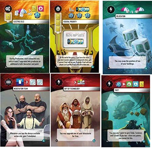 ボードゲーム Underwater Cities New Discoveries Expansion 人気基本ゲーム拡張版 海底都市建設 新戦略オプション 豊富な新カード 多層構造プレイヤーボード 博物館ボード 非対称アシスタント 海底発見名声獲得 