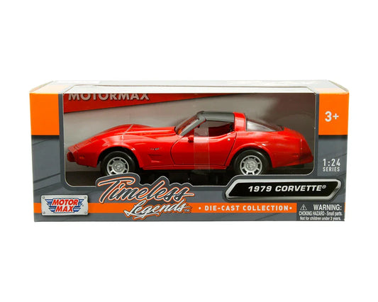 ミニカー MOTORMAX シボレー コルベット C3 1979 レッド 1/24スケール 精巧 再現 鮮やか ボディカラー 流麗 ボディライン ディテール 細部こだわり インテリア 再現度高い シート ダッシュボード 1979年式 快適性向上 洗練 デザイン パワフル