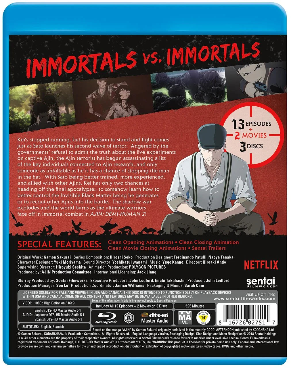 Blu-ray 亜人 Demi-Human シーズン2 永井圭 サトーの激闘 謎 解明 ダークファンタジー アクション 瀬下寛之監督 不死身 能力 死と再生 特殊能力 戦士たちの死闘 13エピソード 映画版 収録 充実内容 時代背景 