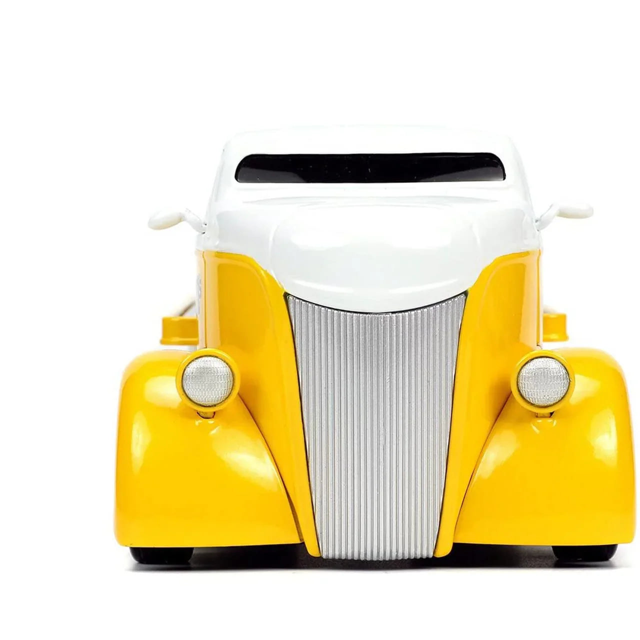 ミニカー フォードCOEフラットベッド M＆M's コラボレーションモデル JADA TOYS 1/24スケール ダイキャスト 精巧 鮮やかイエローボディ 遊び心デザイン フィギュア付き クラシックアメリカントラック 限定コレクターズアイテム 車玩具