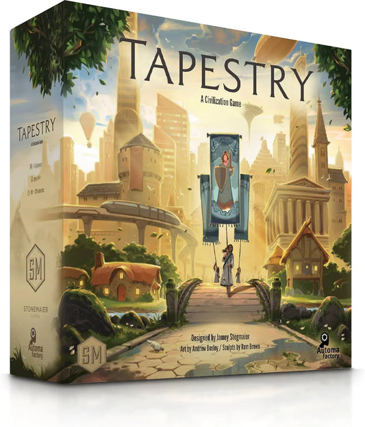 ボードゲーム Tapestry タペストリー Stonemaier Games 文明構築 歴史ゲーム 4つの進歩トラック 軍事 科学 探検 テクノロジー 資源 管理 戦略的 発展 栄光の文明 創造 コマ 配置 フィギュア ランドマーク コンポーネント