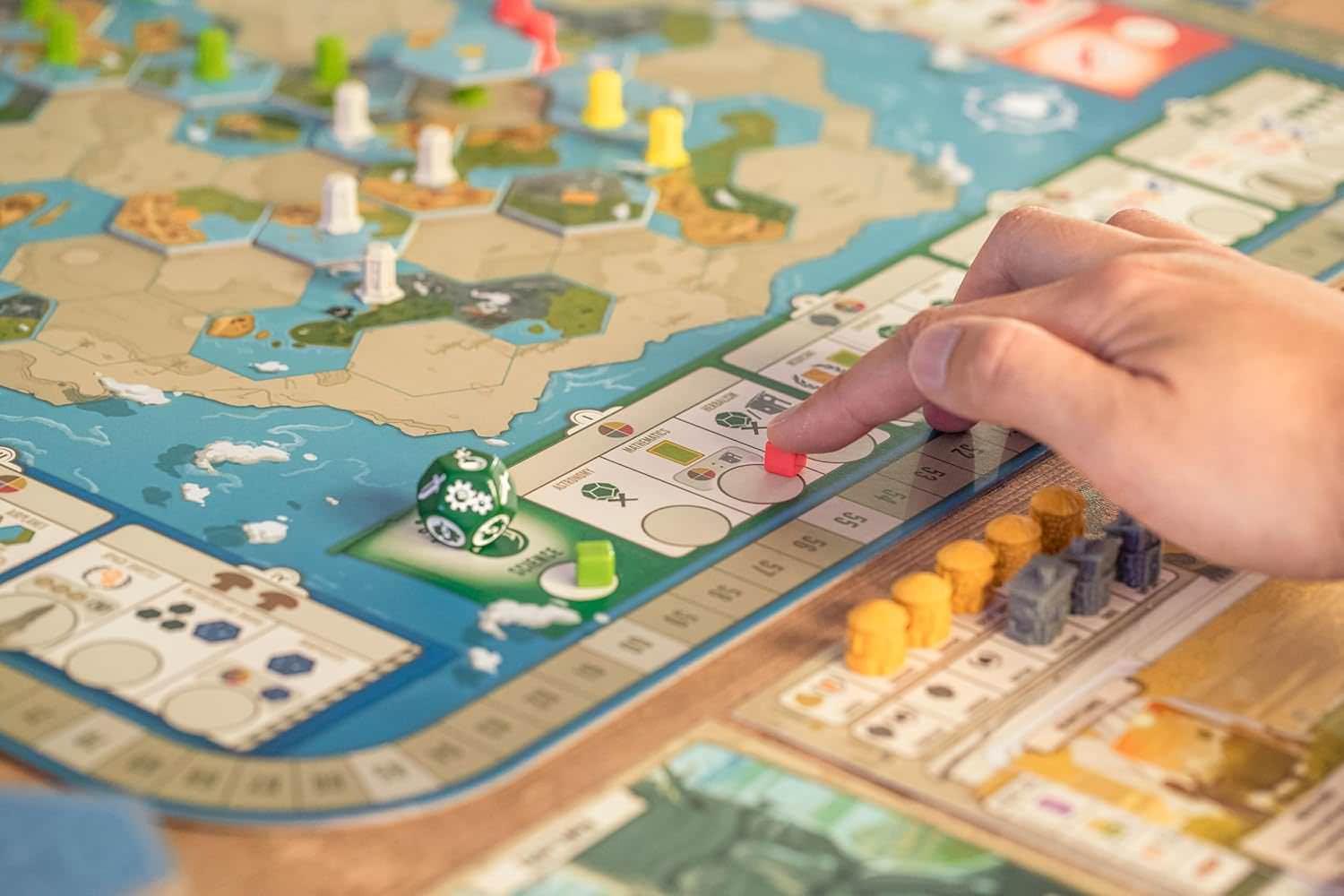 ボードゲーム Tapestry タペストリー Stonemaier Games 文明構築 歴史ゲーム 4つの進歩トラック 軍事 科学 探検 テクノロジー 資源 管理 戦略的 発展 栄光の文明 創造 コマ 配置 フィギュア ランドマーク コンポーネント
