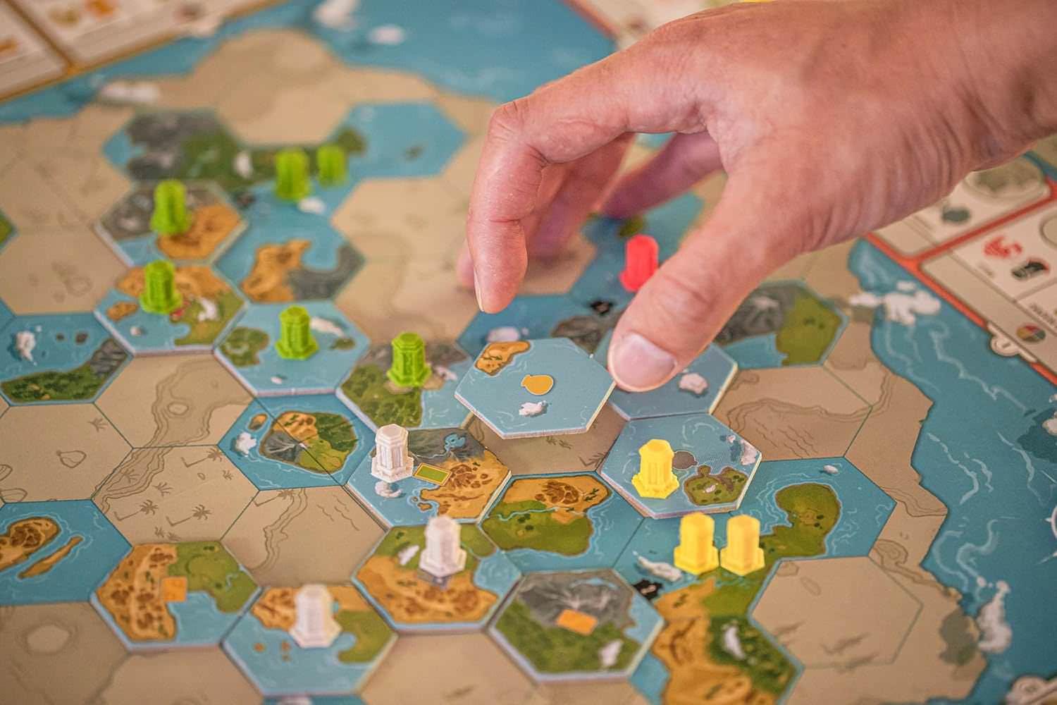 ボードゲーム Tapestry タペストリー Stonemaier Games 文明構築 歴史ゲーム 4つの進歩トラック 軍事 科学 探検 テクノロジー 資源 管理 戦略的 発展 栄光の文明 創造 コマ 配置 フィギュア ランドマーク コンポーネント