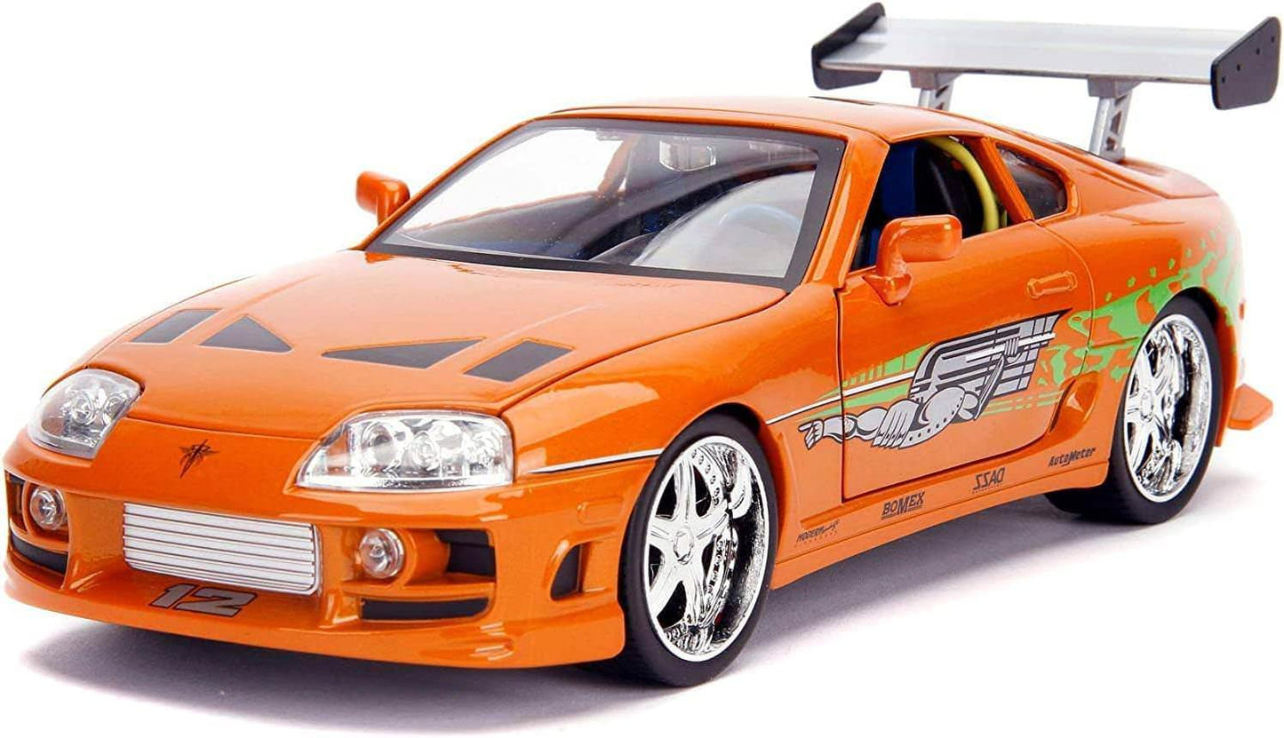 アウトレット品 ミニカーモデル ワイルドスピード 1995年式トヨタ スープラ ブライアンオコナー メタリックボディ 1 18スケール 点灯ヘッドライト テールランプ エンジンクロームパーツ 精密配線 映画再現 コレクション向け クールデザイン 限定仕様