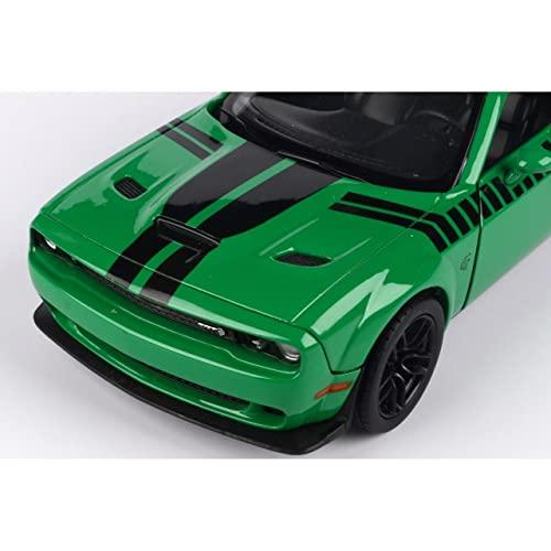 アウトレット品 ミニカー ダッジ チャレンジャー SRT ヘルキャット ワイドボディ 2018年モデル Motormax アメリカンマッスルカー リアルダイキャスト 1/24スケール 精密再現 緑ブラックストライプ迫力デザイン ハイクオリティインテリア精巧仕上げ