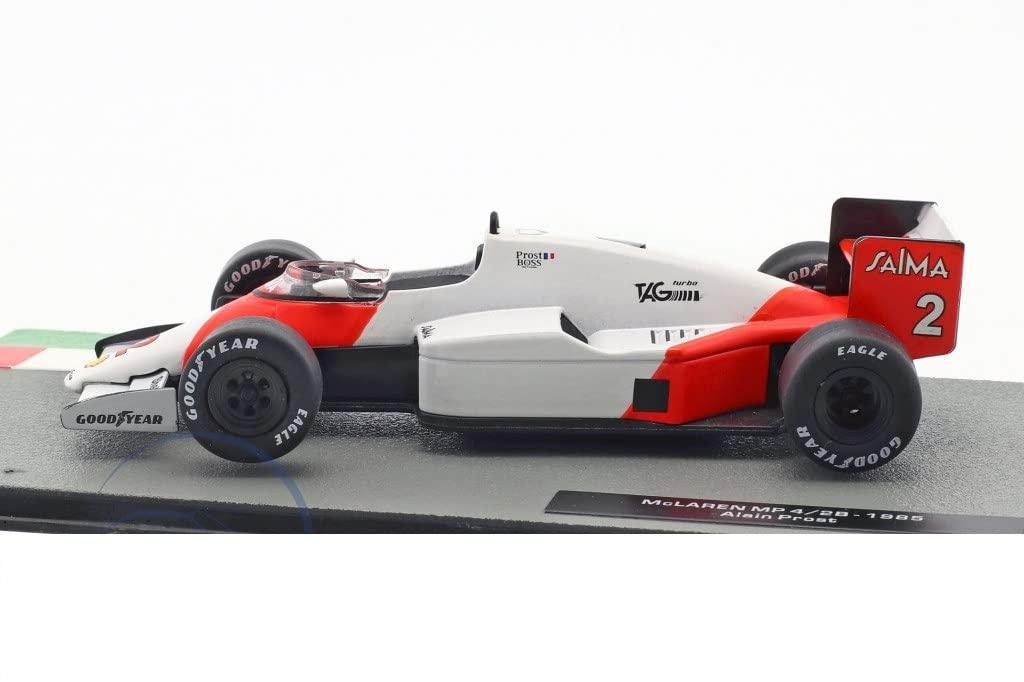 アウトレット品 ミニカー F1世界選手権 アランプロスト 1985年優勝 マクラーレン MP4/2B TAGターボエンジン カーボンファイバーモノコックシャシー 1/43スケールモデル 精巧再現 コレクター必携 プロストファンドライビングスキル空力性能追求