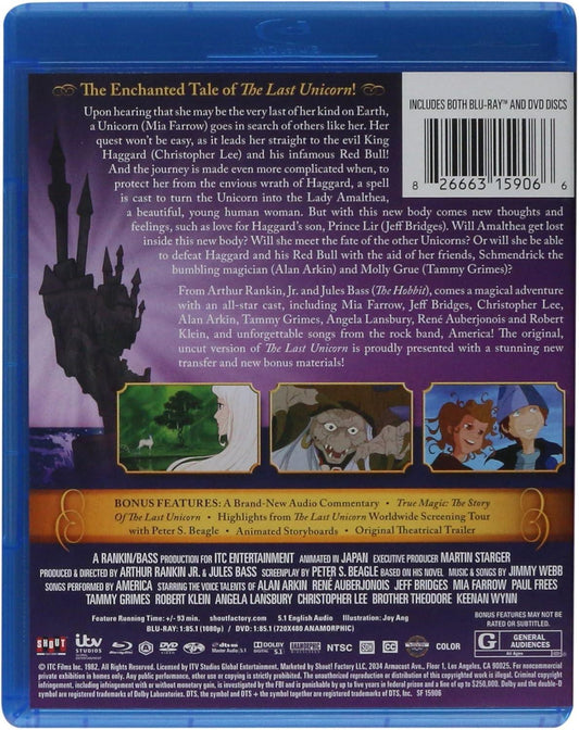 Blu-ray DVD The Last Unicorn The Enchanted Edition HDリマスター 1080p高画質 ランキン・バス制作 トップクラフト作画 ミア・ファロー ジェフ・ブリッジス 北米輸入版 - Trade Center