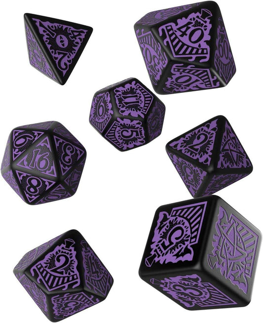 クトゥルフ神話TRPG ダイス オリエント急行限定 漆黒ボディ 紫ペイント 7個セット d20 d12 d10 d% d8 d6 d4 多面体ダイス Q-Workshop社製 高品質プラスチック輸入英語版 - Trade Center