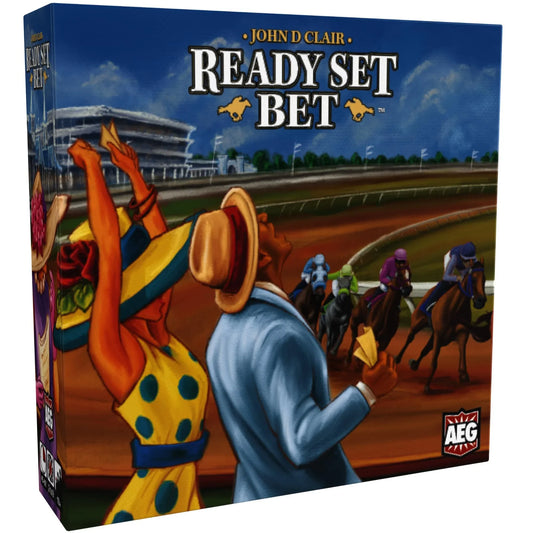 ボードゲーム Ready Set Bet アテナ ケイグル カーク W バックエンドルフ 美しいイラストとグラフィックデザイン 14歳以上対象 最大9人 プレイ可能 約45 60分で遊べる 競馬場の熱気と興奮を自宅で楽しめる 