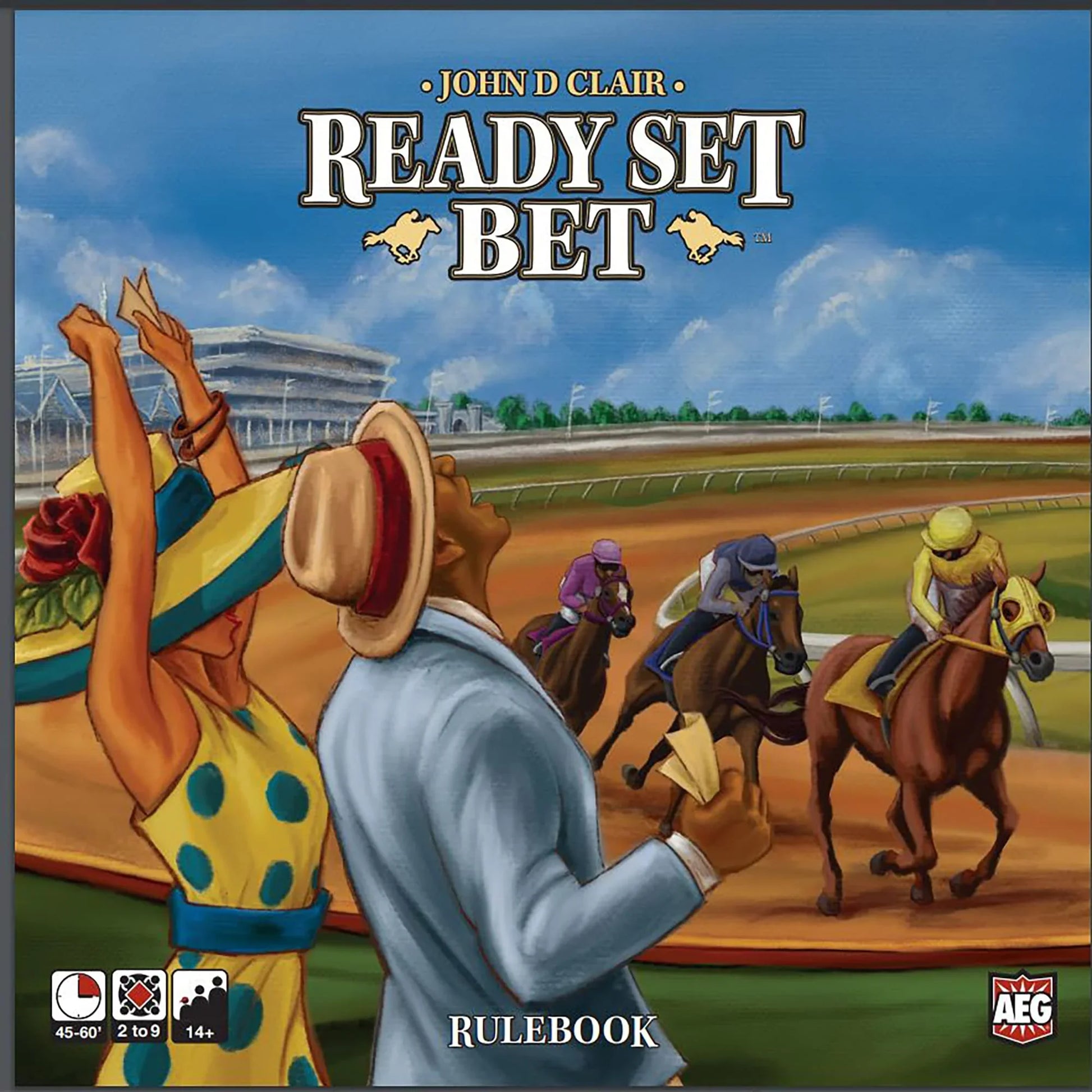 ボードゲーム Ready Set Bet アテナ ケイグル カーク W バックエンドルフ 美しいイラストとグラフィックデザイン 14歳以上対象 最大9人 プレイ可能 約45 60分で遊べる 競馬場の熱気と興奮を自宅で楽しめる 