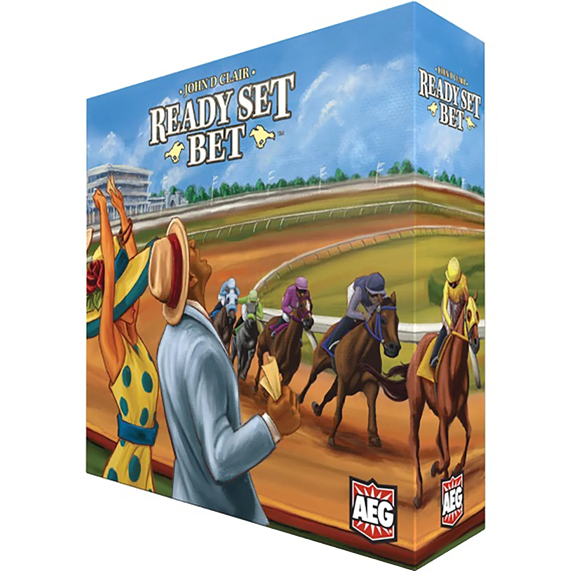ボードゲーム Ready Set Bet アテナ ケイグル カーク W バックエンドルフ 美しいイラストとグラフィックデザイン 14歳以上対象 最大9人 プレイ可能 約45 60分で遊べる 競馬場の熱気と興奮を自宅で楽しめる 