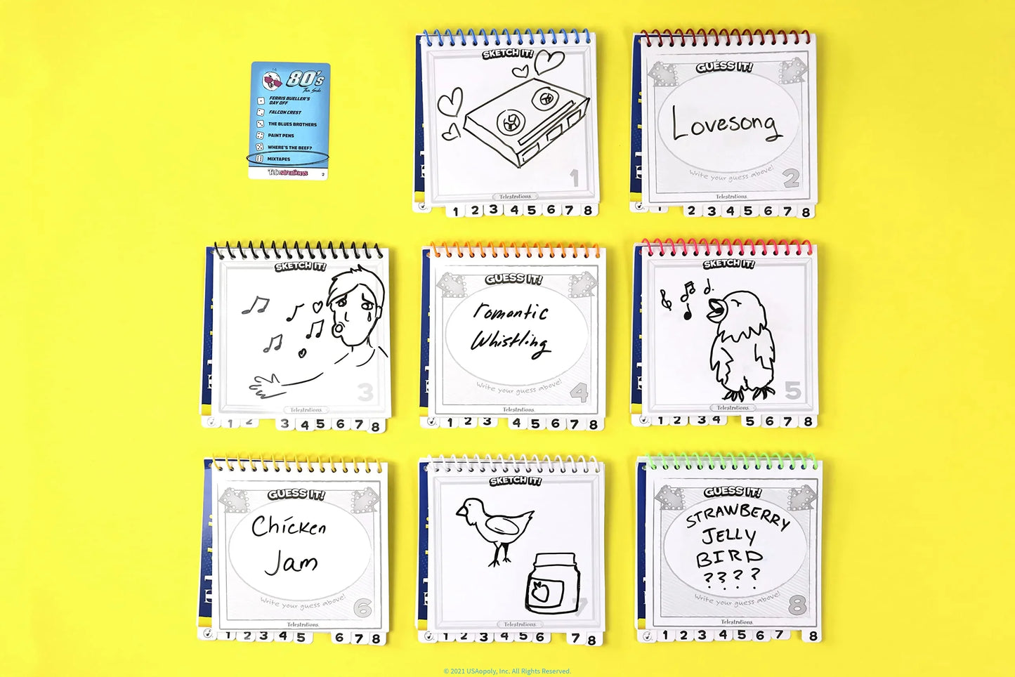 ボードゲーム Telestrations 80's & 90's Expansion Telestrations 80年代 90年代 両面カード仕様 受賞歴 人気お絵描きゲーム 拡張パック 伝言ゲーム 家族 友人 パーティー 文化テーマ 笑い交流 15-30分 プレイ人数六人以上