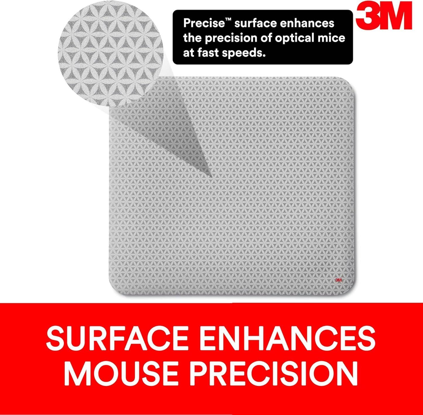 マウスパッド 3M Precision Adhesive Preciseテクノロジー バッテリー節約設計 超薄型 薄さ0.06インチ サイズ7インチ×8.5インチ グレー色 高精度マウス操作 高互換性 再剥離可能接着技術 携帯性良好 多様マウス対応 ビジネス向け
