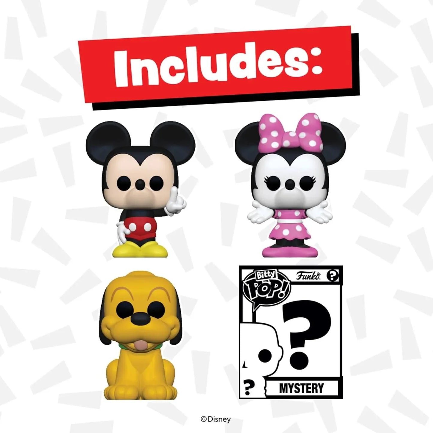 フィギュア ディズニー ミッキーマウス ミニーマウス プルート ミステリーフィギュア Funko Bitty POP 新シリーズ 小型 4パック 高品質 彩色 透明ハードアクリルケース 安定展示 積み重ね可能 ミニチュアコレクション